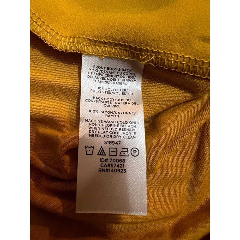 LOFT Mustard Yellow Mixed Media Sleeveless V-Neck Shell Top Blouse Medium - Picture 3 of 5